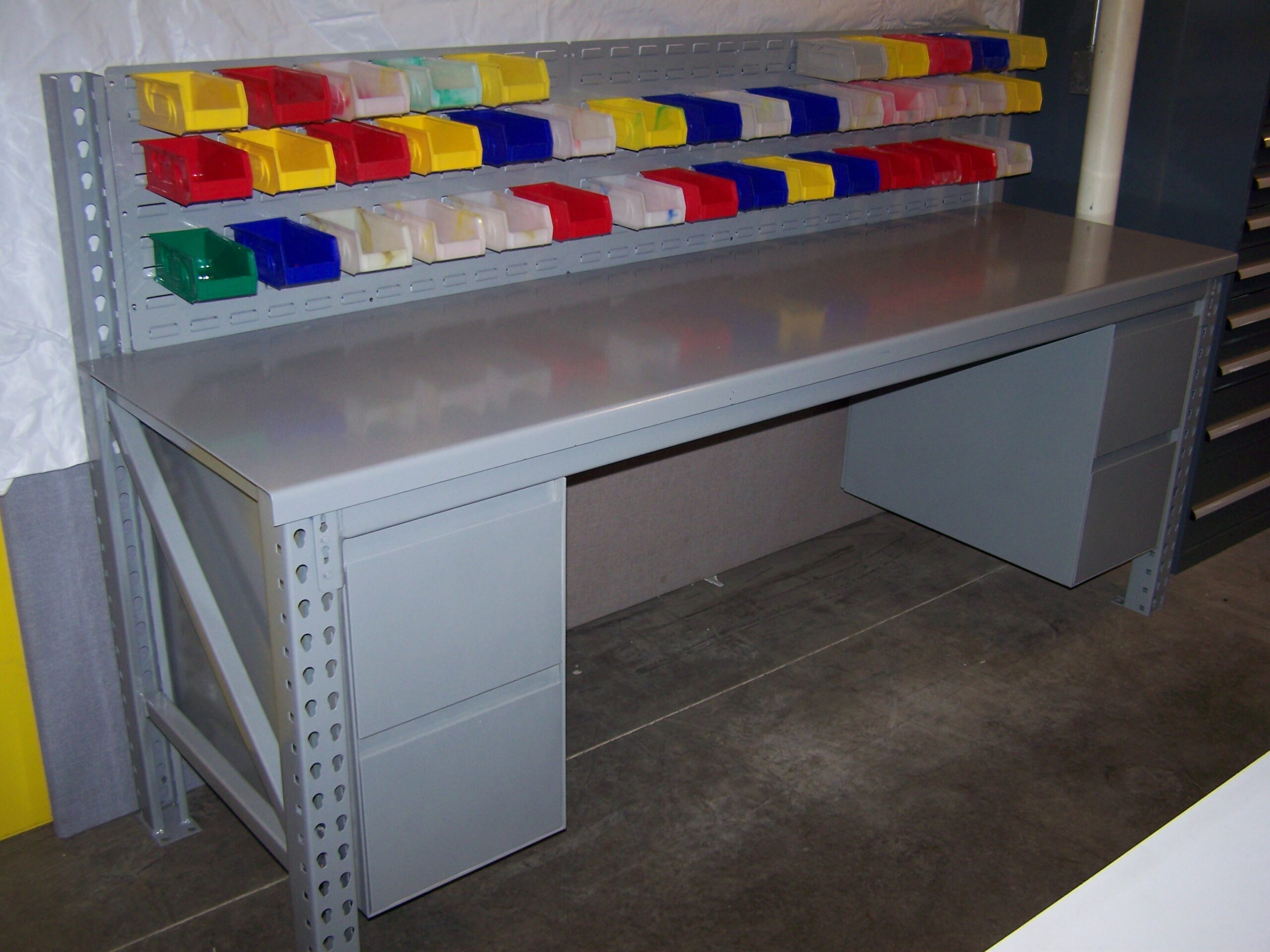 Maximus "Ultimate" Workbench w/ 2 Drawer Units and 45 (PB54-3) Bins