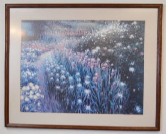 Art Print 12 - Flowers with Path - Dark Oak Frame - Used