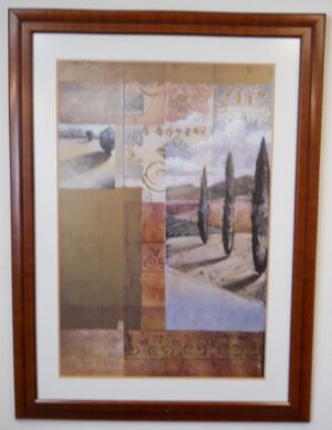 Art Print 16 - 3 Trees Abstract - Cherry Frame - Used