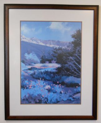Art Print 20 - Pink Flowers With Mountains - Used