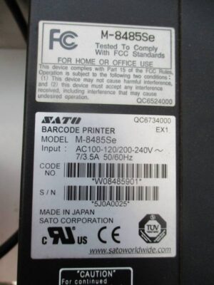 SATO Model M-8485Se Barcode Printer With Labeling Systems  Model 20-31 - Used - Image 4