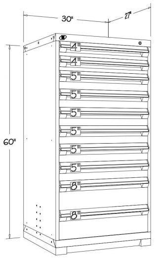 Rousseau 10-Drawer Blue Modular Parts Cabinet - New - Image 8