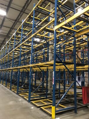 *SOLD-OUT* 2-Deep Teardrop Style Push-Back Rack w/ Advance Carts & Rails – Used