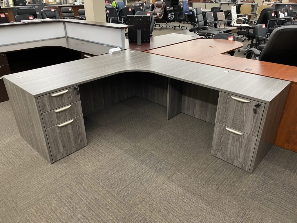 Harmony L-Shaped Desk Set w/ BBF & FF Pedestal- New (Sample Configuration)