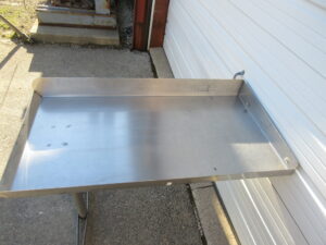 Alternative view of Wall-Mount Stainless Steel Table with Single Leg Base & 5" Backsplash #505 - Used