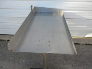Wall-Mount Stainless Steel Table with Single Leg Base & 5" Backsplash #505 - Used - Image 4