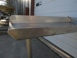 Wall-Mount Stainless Steel Table with Single Leg Base & 5" Backsplash #505 - Used