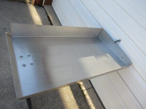 Wall-Mount Stainless Steel Table with Single Leg Base & 6" Backsplash #506 - Used