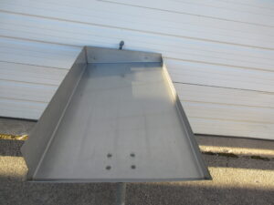 Wall-Mount Stainless Steel Table with Single Leg Base & 6" Backsplash #506 - Used - Image 3