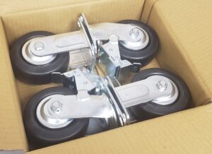 5”x 2” Set of 4 NIB / 2 Swivel Fork with Brake & 2 Standard Casters - New Surplus
