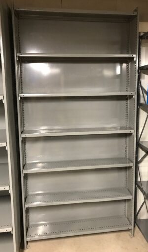 9"x48" (7'-1" Tall) Republic Steel Shelving w/7 Shelves Solid Sides & Backs - Used