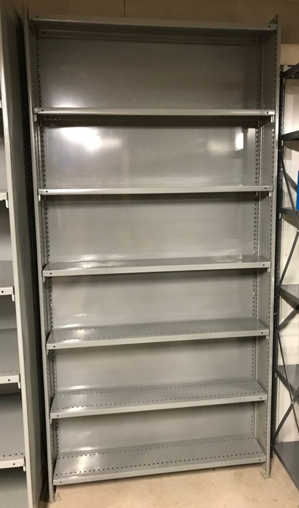9"x48" (7'-1" Tall) Republic Steel Shelving w/7 Shelves Solid Sides & Backs - Used