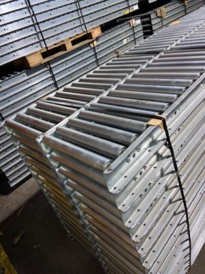 18” Wide 1.9” Roller on 3” Centers Roller Galvanized / 10’-0” long Gravity Conveyor – Used