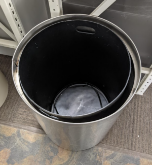 Alternative view of Stainless Steel Cylindrical Trash Can - Used