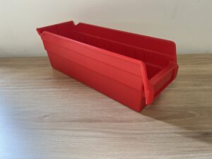SB124-4 Shelf Bins 11-5/8”d x 4-1/8”w x 4”h Red - New