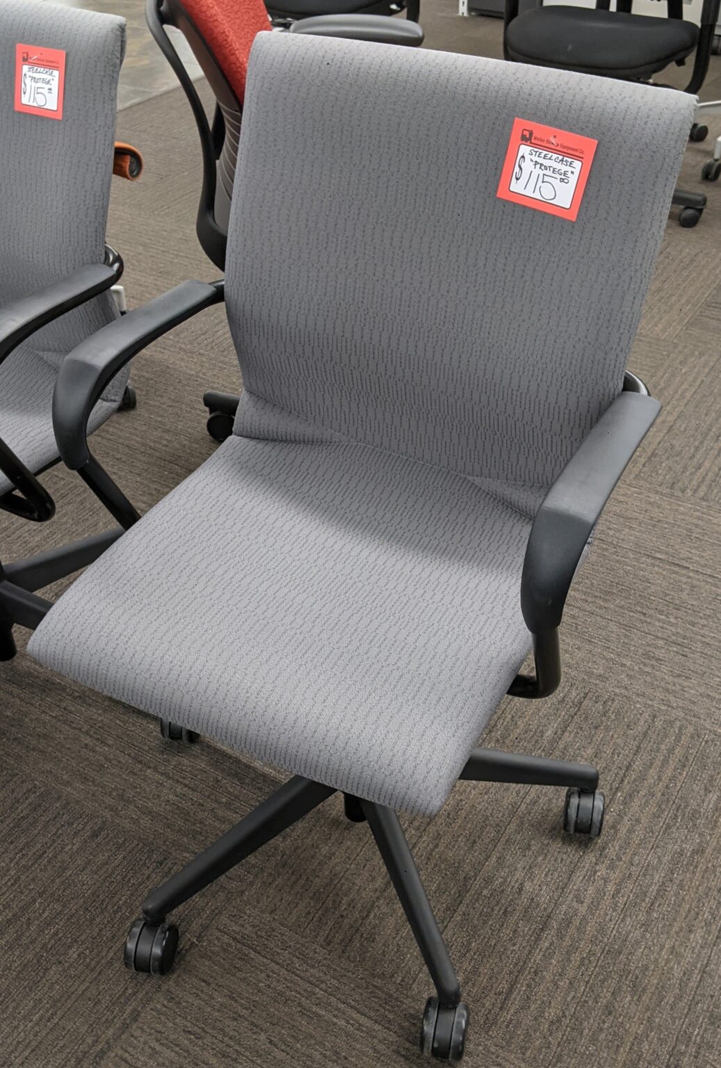 Steelcase "Protege" Grey Fabric Arm Chair Used Welter Storage