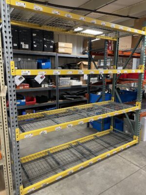 30” Deep x 96” Long Teardrop Pallet Rack Shelving w/ Double Inside Waterfall Channel Decks  - Used