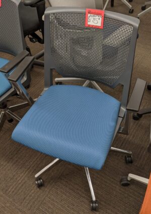 Haworth "Very" Blue Fabric/Grey Back/Chrome Base - Used