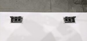 White/Silver 6'x2' Computer Training Table w/ Electrical - Used - Image 3