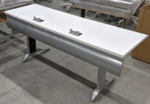 Alternative view of White/Silver 6'x2' Computer Training Table w/ Electrical - Used