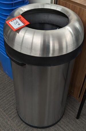 Stainless Steel Cylindrical Garbage Can - Used