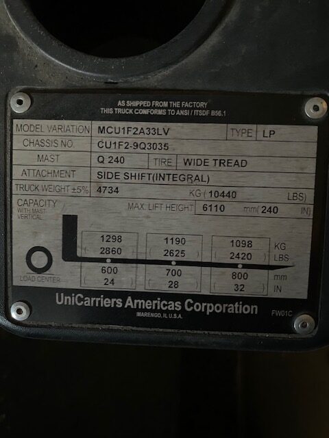 #015 Nissan CU1F2 Forklift - Used - Image 2