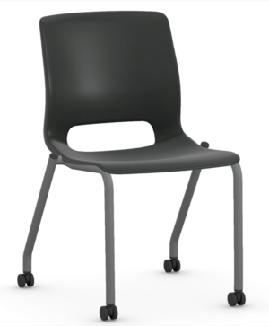 HON Motivate Armless Black/Silver Mobile Stacking Chair - New