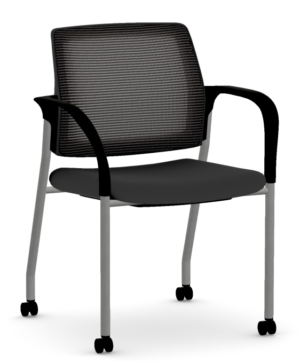 HON Ignition Black/Silver Mobile Stacking Guest Chair - New