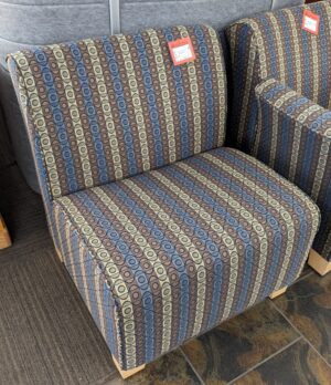 Blue/Beige/Brown Striped Pattern Fabric Lounge Chair - Used
