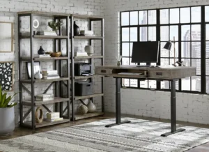 Alternative view of Aspenhome Grayson Cinder Grey 60" Electronic Lift Desk - New