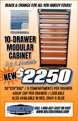Rousseau 10-Drawer Orange/Black Modular Parts Cabinet "Only 2 Available" - New - Image 3