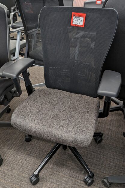 Haworth Zody Grey Speckled Fabric Seat Black Mesh Midback Task Chair - Used