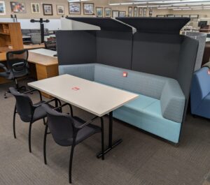 Alternative view of Steelcase Blue/Grey Heavy Duty Sound-Deadening Seating Station - Used