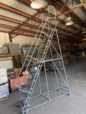 Uline Brand 24" Wide 12-Step Safety Ladder with Standard Top Deck - Used