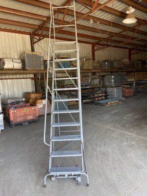 Uline Brand 24" Wide 12-Step Safety Ladder with Standard Top Deck - Used - Image 3