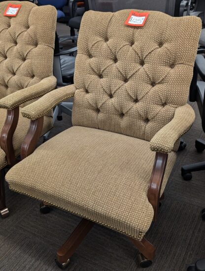 Traditional Beige Fabric Dark Oak Armchair