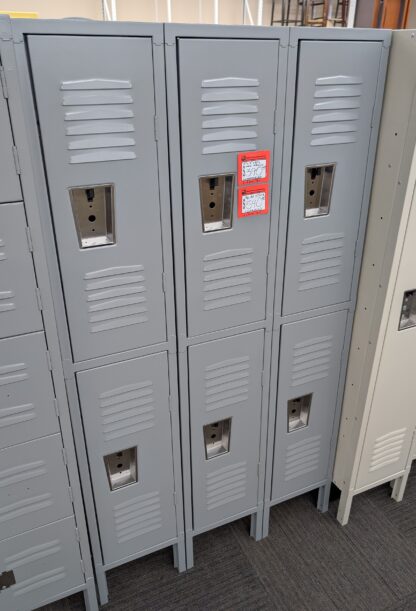 Dove Grey 12"W x 12"D x 30"H Double-Tier Lockers - New Surplus