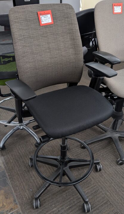 Steelcase Amia Task Stool w/ Reupholstered Black Seat - Used