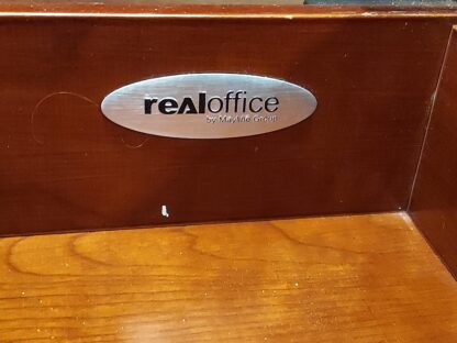 Real Office Brand Reception Desk /  Dark Cherry with Silver Accented Front - Used - Image 2