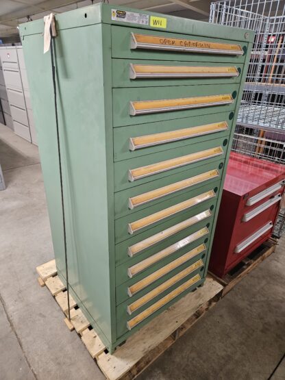 Stanley Vidmar 12-Drawer Green Modular Parts Cabinet (Welter Stock # W11) - Used