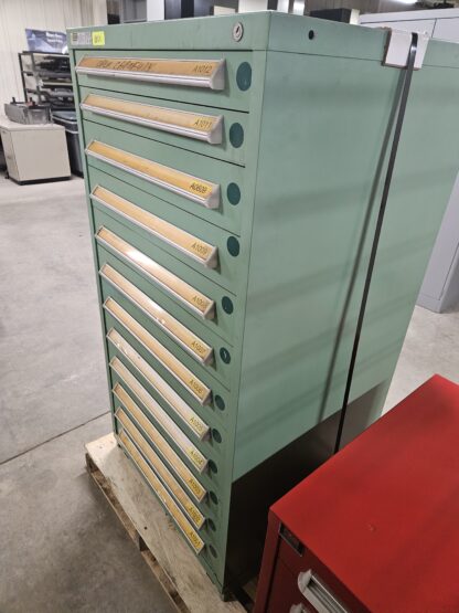 Stanley Vidmar 12-Drawer Green Modular Parts Cabinet (Welter Stock # W11) - Used - Image 3