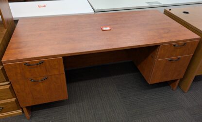 Cherry Laminate 65"x30" Double-Ped Desk - Used