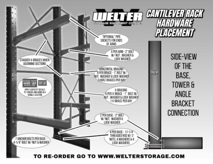 Single-Sided Cantilever Rack 12'-0" Tall with 36" Arms - New - Image 3