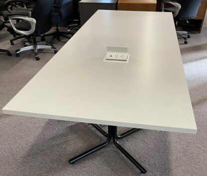 White Laminate Scrim Top 39"x96" Table w/ Power Port - Used - Image 2