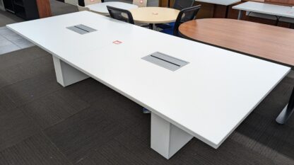 White 10'x4' Rectangular Conference Table w/ Power Grommet - Used