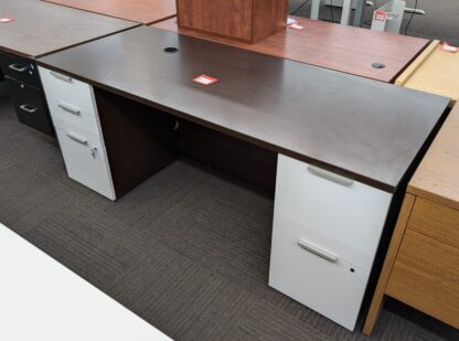 Espresso/White 6'x30" Double Pedestal Desk - Used