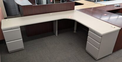 HON Beige/Grey 8'x6' L-Shape Desk Set - Used