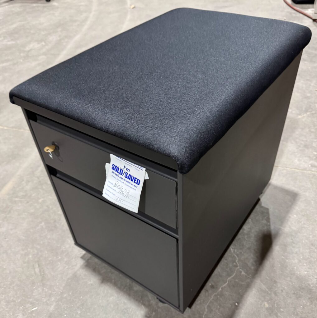 Charcoal Mobile Box/File Ped w/ Black Cushion - Used
