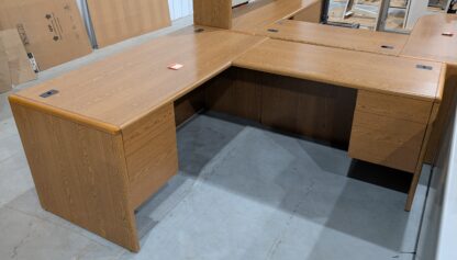 Medium Oak 66"x78" L-Shape Desk Set - Used