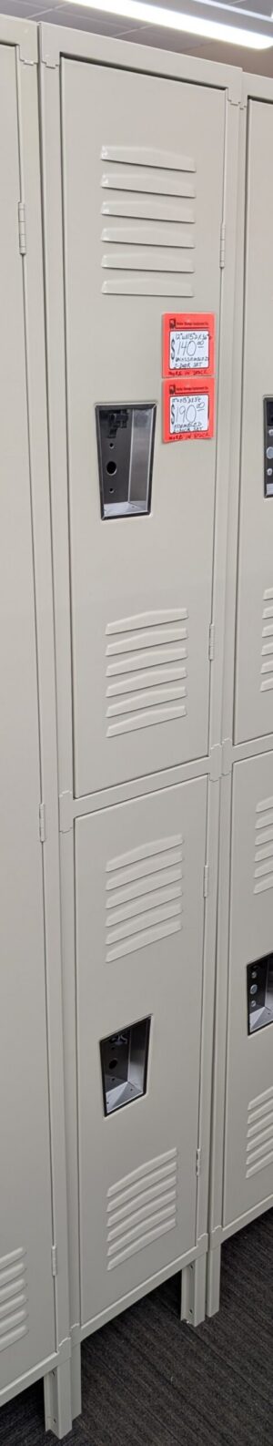 Putty 12"W x 15"D x 36"H Double-Tier Lockers - New Surplus
